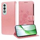 For OnePlus Nord CE 4 5G Embossed Butterfly Flowers Leather Phone Case(Rose Gold) - 1