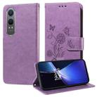 For OnePlus Nord CE 4 Lite Embossed Butterfly Flowers Leather Phone Case(Purple) - 1