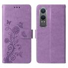 For OnePlus Nord CE 4 Lite Embossed Butterfly Flowers Leather Phone Case(Purple) - 3