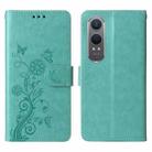 For OnePlus Nord CE 4 Lite Embossed Butterfly Flowers Leather Phone Case(Green) - 3