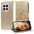 For OnePlus 13 Embossed Butterfly Flowers Leather Phone Case(Gold) - 1