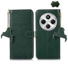 For Redmi 14C 4G Genuine Leather Litchi Texture RFID Leather Phone Case(Green) - 1