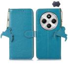 For Redmi 14C 4G Genuine Leather Litchi Texture RFID Leather Phone Case(Blue) - 1