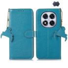 For Redmi Note 14 Pro 5G Genuine Leather Litchi Texture RFID Leather Phone Case(Blue) - 1