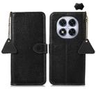 For Redmi Note 14 Pro 5G Genuine Leather Litchi Texture RFID Leather Phone Case(Black) - 1