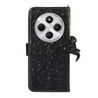 For Redmi 14C 4G Ostrich Pattern Genuine Leather RFID Phone Case(Black) - 3