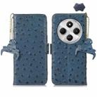 For Redmi 14C 4G Ostrich Pattern Genuine Leather RFID Phone Case(Blue) - 1