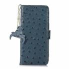 For Redmi 14C 4G Ostrich Pattern Genuine Leather RFID Phone Case(Blue) - 2