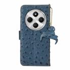 For Redmi 14C 4G Ostrich Pattern Genuine Leather RFID Phone Case(Blue) - 3