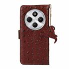 For Redmi 14C 4G Ostrich Pattern Genuine Leather RFID Phone Case(Coffee) - 3