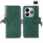 For Redmi Note 14 4G 163.25mm Ostrich Pattern Genuine Leather RFID Phone Case(Green) - 1