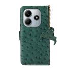 For Redmi Note 14 4G 163.25mm Ostrich Pattern Genuine Leather RFID Phone Case(Green) - 3