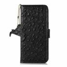 For Redmi Note 14 4G 163.25mm Ostrich Pattern Genuine Leather RFID Phone Case(Black) - 2