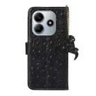 For Redmi Note 14 4G 163.25mm Ostrich Pattern Genuine Leather RFID Phone Case(Black) - 3