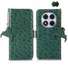 For Redmi Note 14 Pro 5G Ostrich Pattern Genuine Leather RFID Phone Case(Green) - 1