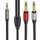 0.3m Gold Plated 3.5mm TRS Stereo to Dual 6.35mm TS Mono Y Splitter Adapter Audio Cable(Black) - 2