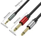 0.3m Gold Plated 3.5mm TRS Stereo to Dual 6.35mm TS Mono Y Splitter Adapter Audio Cable(Black) - 3