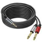 5m Gold Plated 3.5mm TRS Stereo to Dual 6.35mm TS Mono Y Splitter Adapter Audio Cable(Black) - 1