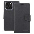 For iPhone 16 Pro Max GOOSPERY CANVAS DIARY Fabric Texture Flip Leather Phone Case(Black) - 2