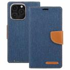 For iPhone 16 Pro Max GOOSPERY CANVAS DIARY Fabric Texture Flip Leather Phone Case(Navy Blue) - 2