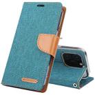 For iPhone 16 Pro Max GOOSPERY CANVAS DIARY Fabric Texture Flip Leather Phone Case(Green) - 1