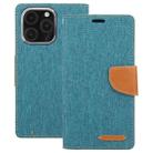 For iPhone 16 Pro Max GOOSPERY CANVAS DIARY Fabric Texture Flip Leather Phone Case(Green) - 2