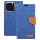 For iPhone 16 Pro Max GOOSPERY CANVAS DIARY Fabric Texture Flip Leather Phone Case(Blue) - 2