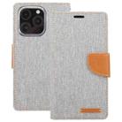 For iPhone 16 Pro GOOSPERY CANVAS DIARY Fabric Texture Flip Leather Phone Case(Grey) - 2