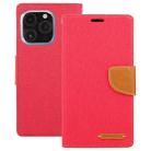 For iPhone 16 Pro GOOSPERY CANVAS DIARY Fabric Texture Flip Leather Phone Case(Red) - 2