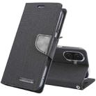 For iPhone 16 Plus GOOSPERY CANVAS DIARY Fabric Texture Flip Leather Phone Case(Black) - 1