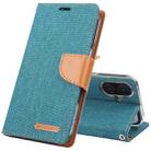 For iPhone 16 Plus GOOSPERY CANVAS DIARY Fabric Texture Flip Leather Phone Case(Green) - 1