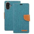 For iPhone 16 Plus GOOSPERY CANVAS DIARY Fabric Texture Flip Leather Phone Case(Green) - 2