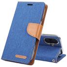 For iPhone 16 Plus GOOSPERY CANVAS DIARY Fabric Texture Flip Leather Phone Case(Blue) - 1