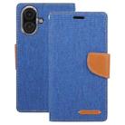 For iPhone 16 Plus GOOSPERY CANVAS DIARY Fabric Texture Flip Leather Phone Case(Blue) - 2