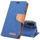 For iPhone 16 GOOSPERY CANVAS DIARY Fabric Texture Flip Leather Phone Case(Blue) - 1