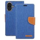 For iPhone 16 GOOSPERY CANVAS DIARY Fabric Texture Flip Leather Phone Case(Blue) - 2