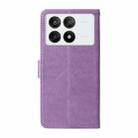 For Xiaomi Poco X6 Pro / Redmi K70E Embossed Butterfly Flowers Leather Phone Case(Purple) - 3