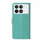 For Xiaomi Poco X6 Pro / Redmi K70E Embossed Butterfly Flowers Leather Phone Case(Green) - 3