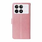 For Xiaomi Poco X6 Pro / Redmi K70E Embossed Butterfly Flowers Leather Phone Case(Rose Gold) - 3