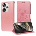 For Xiaomi Poco F6 Embossed Butterfly Flowers Leather Phone Case(Rose Gold) - 1