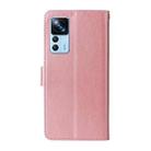 For Xiaomi 12T / 12T Pro / Redmi K50 Ultra Embossed Butterfly Flowers Leather Phone Case(Rose Gold) - 3