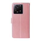 For Xiaomi 13T / 13T Pro / Redmi K60 Ultra Embossed Butterfly Flowers Leather Phone Case(Rose Gold) - 3