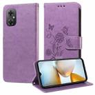 For Xiaomi Poco M4 5G / M5 4G India Embossed Butterfly Flowers Leather Phone Case(Purple) - 1