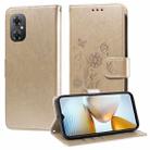 For Xiaomi Poco M4 5G / M5 4G India Embossed Butterfly Flowers Leather Phone Case(Gold) - 1