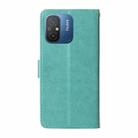 For Xiaomi Poco C55 / Redmi 11A 4G Embossed Butterfly Flowers Leather Phone Case(Green) - 3