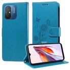 For Xiaomi Poco C55 / Redmi 11A 4G Embossed Butterfly Flowers Leather Phone Case(Blue) - 1
