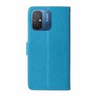 For Xiaomi Poco C55 / Redmi 11A 4G Embossed Butterfly Flowers Leather Phone Case(Blue) - 3