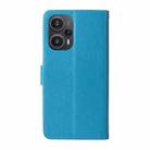 For Xiaomi Poco F5 / Redmi Note 12 Turbo Embossed Butterfly Flowers Leather Phone Case(Blue) - 3