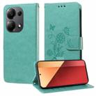 For Xiaomi Poco M6 Pro 4G Embossed Butterfly Flowers Leather Phone Case(Green) - 1