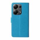 For Xiaomi Poco M6 Pro 4G Embossed Butterfly Flowers Leather Phone Case(Blue) - 3